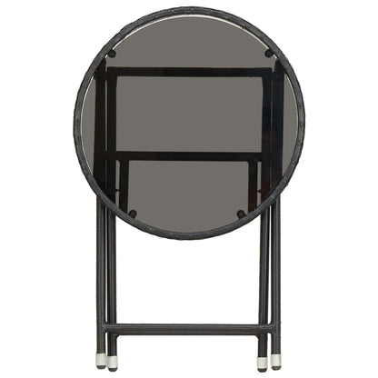 Bistro Set Black Poly rattan Small Foldable Bistro Set Round