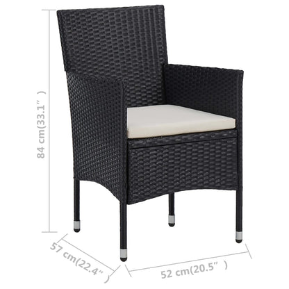 Bistro Set Black Poly rattan Small Foldable Bistro Set Round