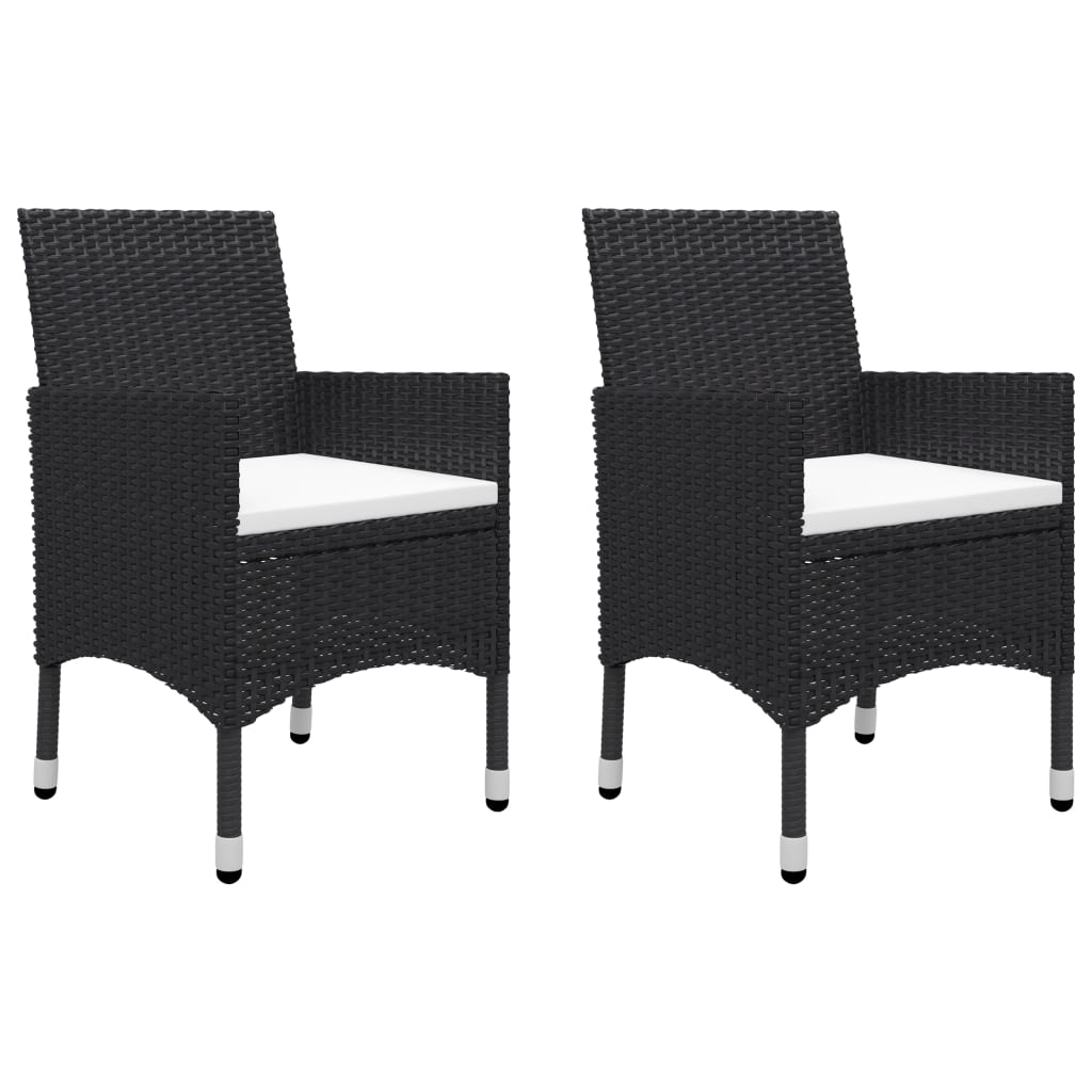 Bistro Set Black Poly rattan Small Foldable Bistro Set Round