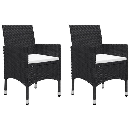 Bistro Set Black Poly rattan Small Foldable Bistro Set Round