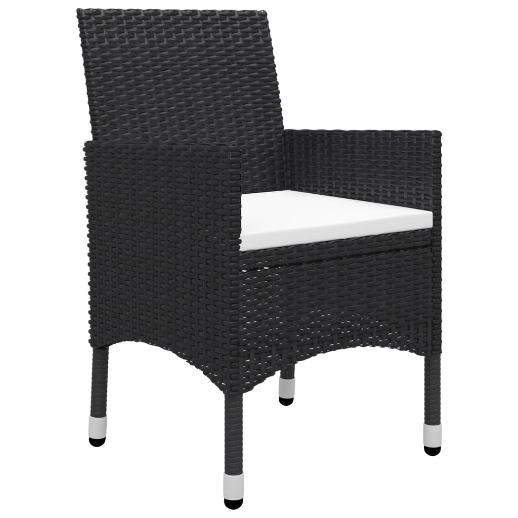 Bistro Set Black Poly rattan Small Foldable Bistro Set Round
