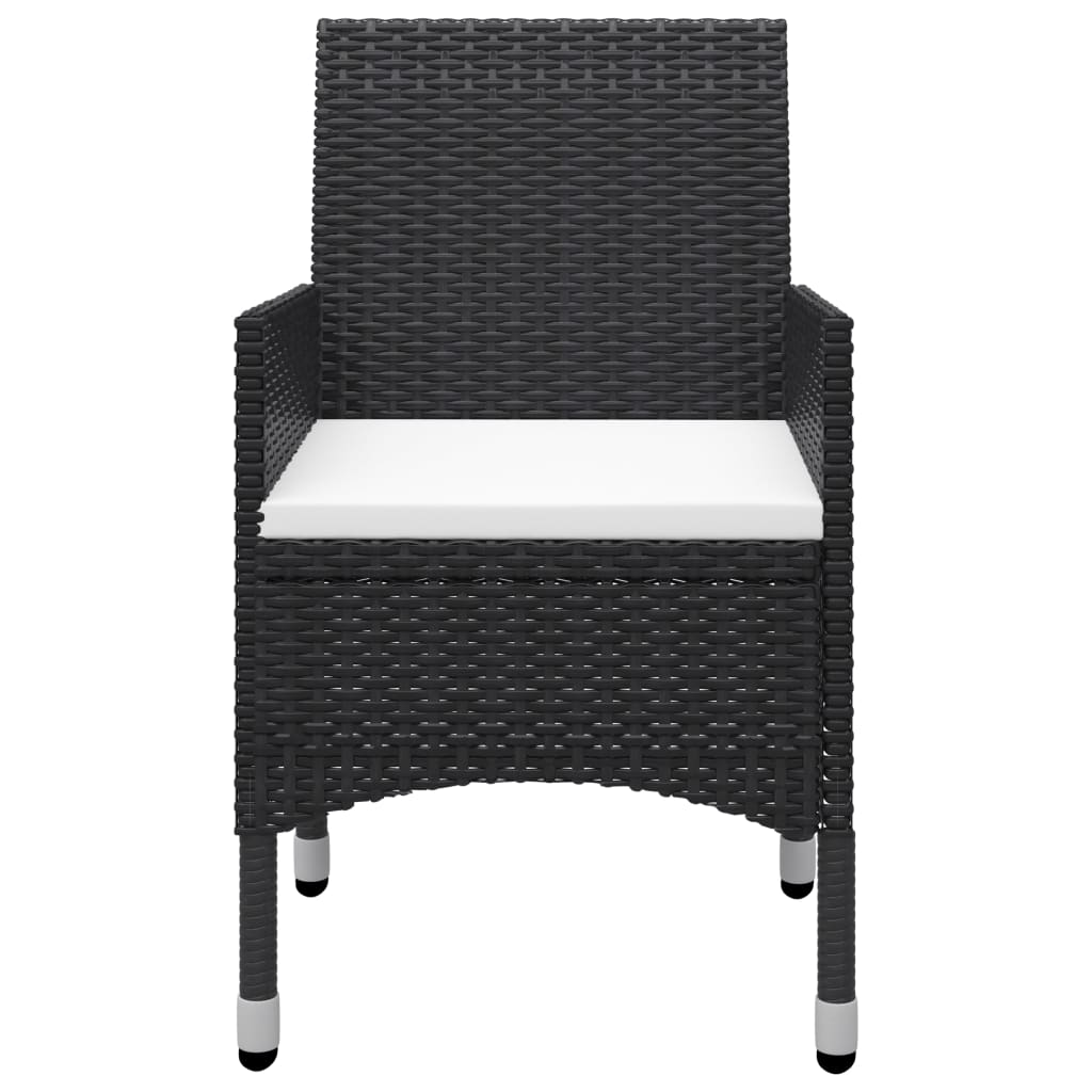Bistro Set Black Poly rattan Small Foldable Bistro Set Round