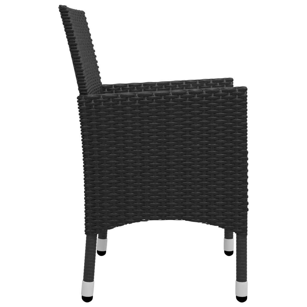Bistro Set Black Poly rattan Small Foldable Bistro Set Round