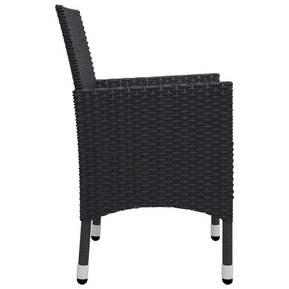 Bistro Set Black Poly rattan Small Foldable Bistro Set Round