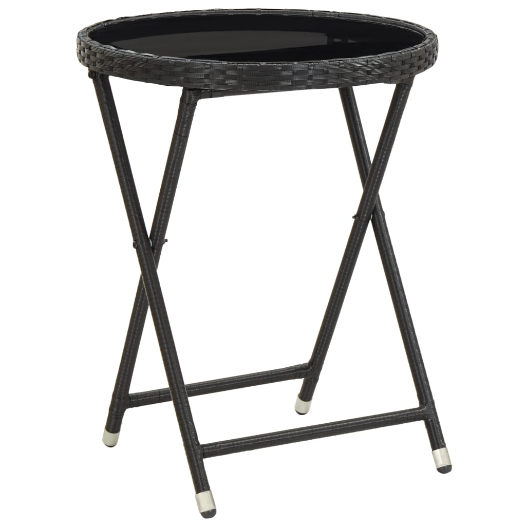 Bistro Set Black Poly rattan Small Foldable Bistro Set Round