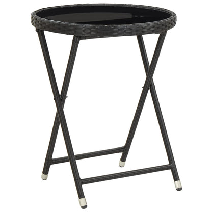Bistro Set Black Poly rattan Small Foldable Bistro Set Round