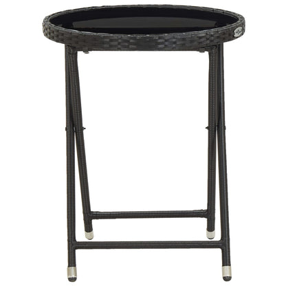 Bistro Set Black Poly rattan Small Foldable Bistro Set Round