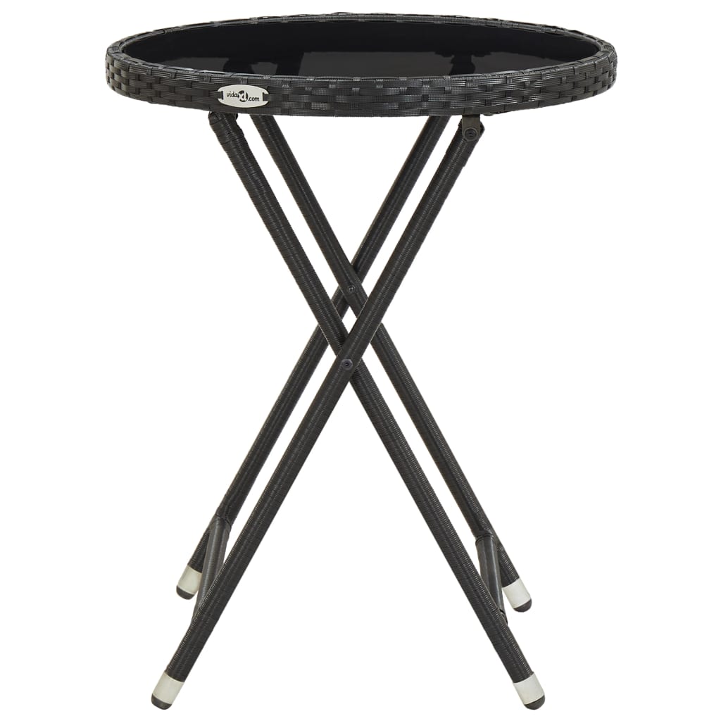 Bistro Set Black Poly rattan Small Foldable Bistro Set Round