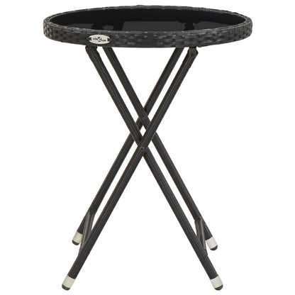 Bistro Set Black Poly rattan Small Foldable Bistro Set Round