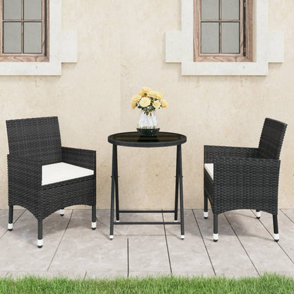Bistro Set Black Poly rattan Small Foldable Bistro Set Round