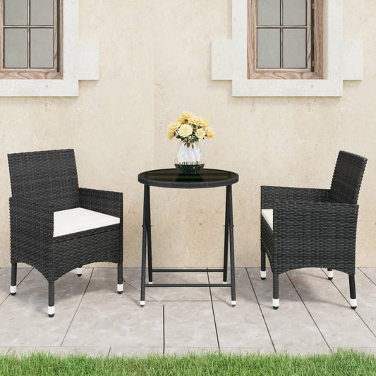 Bistro Set Black Poly rattan Small Foldable Bistro Set Round
