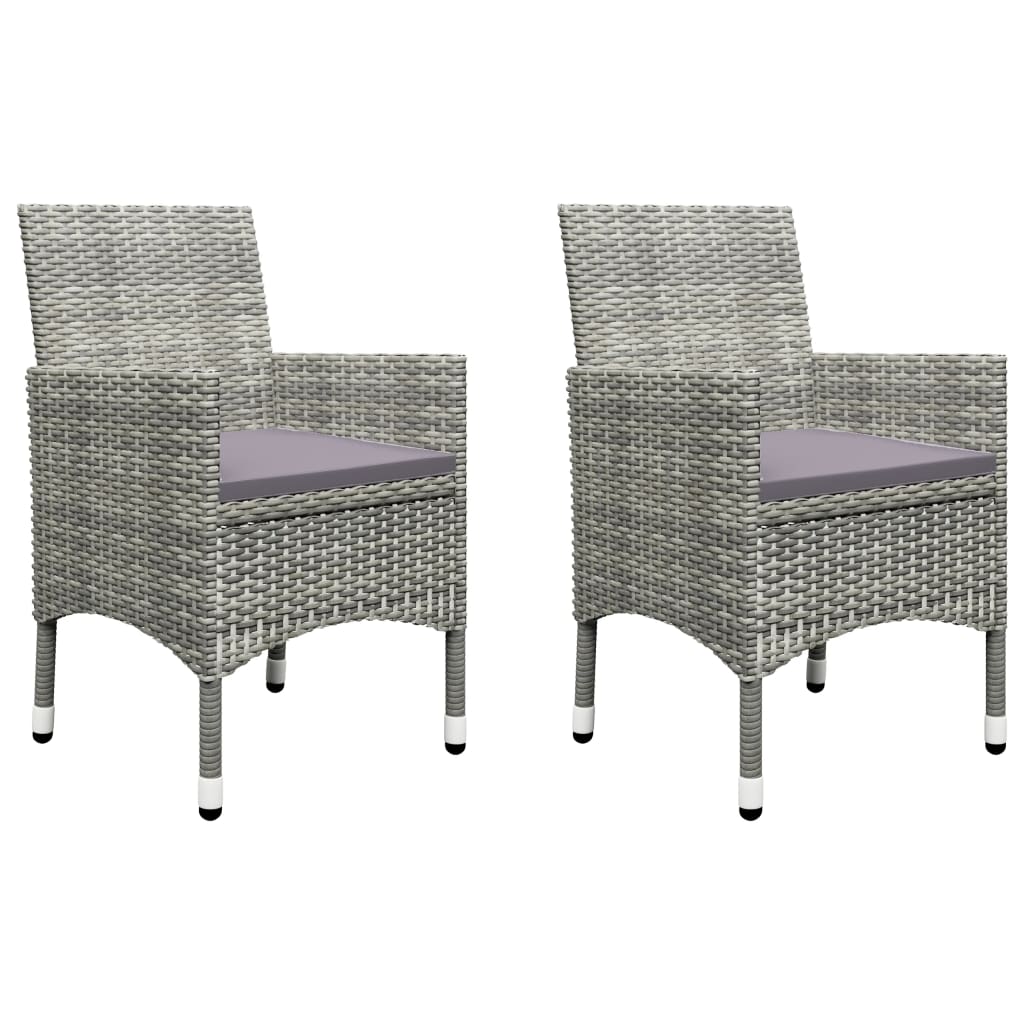 Bistro Set Grey Poly Rattan and Tempered Glass Small Foldable