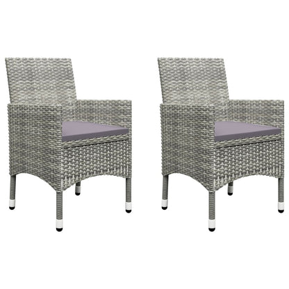 Bistro Set Grey Poly Rattan and Tempered Glass Small Foldable