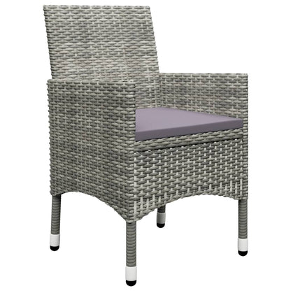 Bistro Set Grey Poly Rattan and Tempered Glass Small Foldable