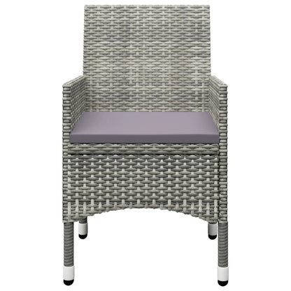 Bistro Set Grey Poly Rattan and Tempered Glass Small Foldable