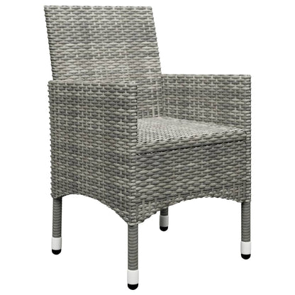 Bistro Set Grey Poly Rattan and Tempered Glass Small Foldable