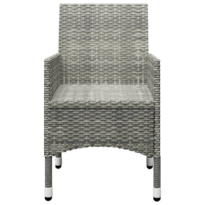 Bistro Set Grey Poly Rattan and Tempered Glass Small Foldable