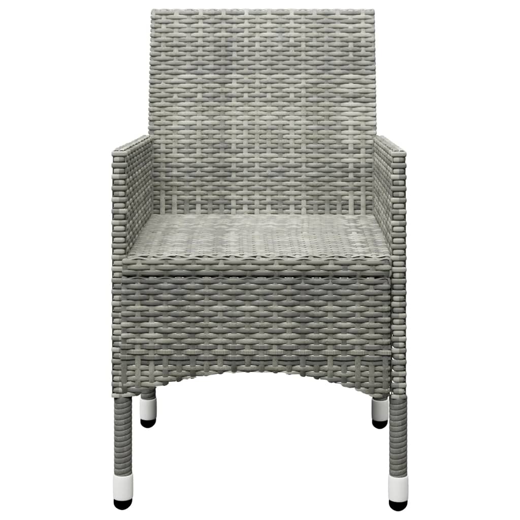 Bistro Set Grey Poly Rattan and Tempered Glass Small Foldable