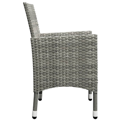Bistro Set Grey Poly Rattan and Tempered Glass Small Foldable