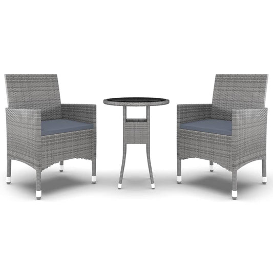 Garden Dining Set Gray Poly rattan Compact Durable