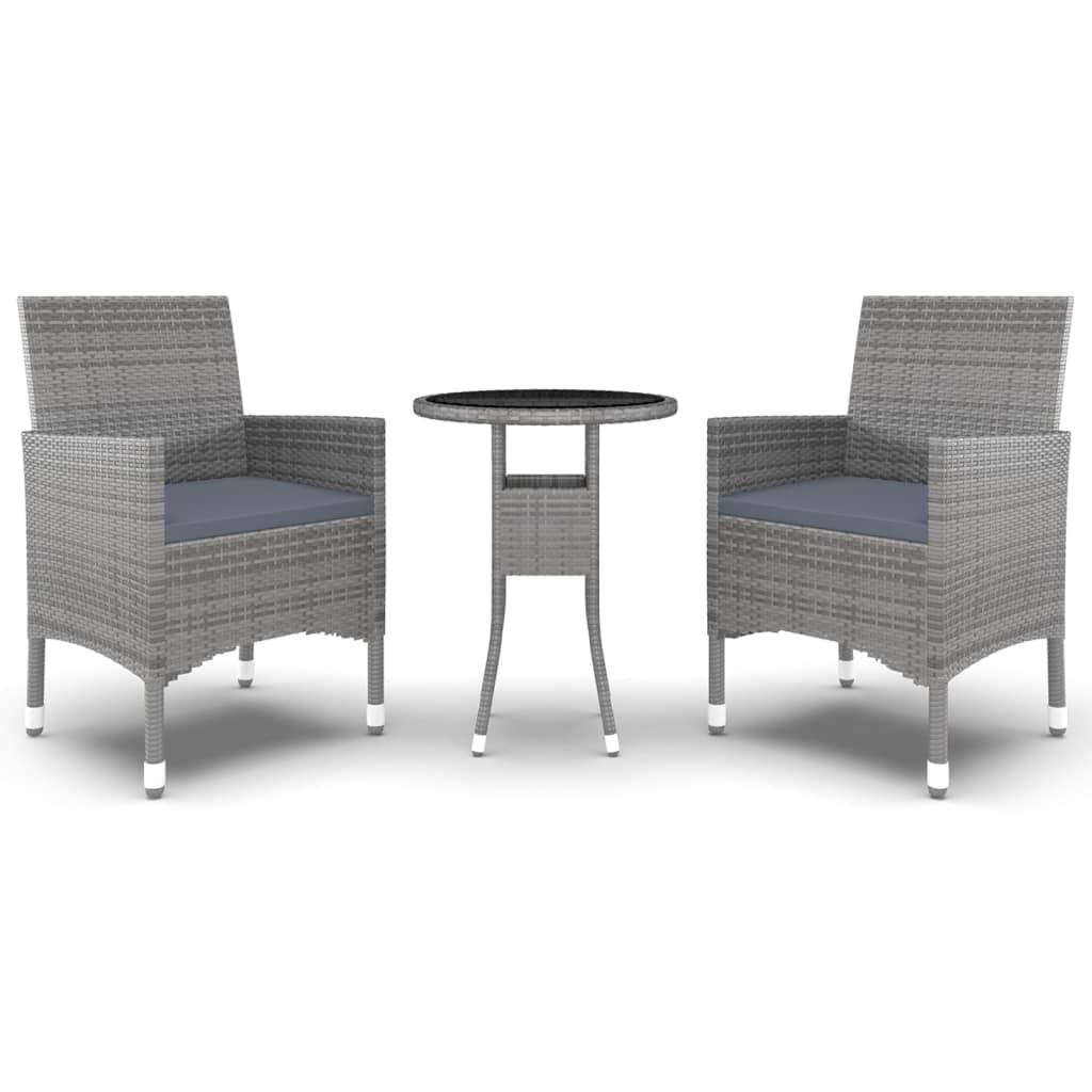 Garden Dining Set Gray Poly rattan Compact Durable