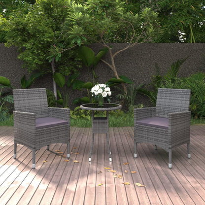 Garden Dining Set Gray Poly rattan Compact Durable
