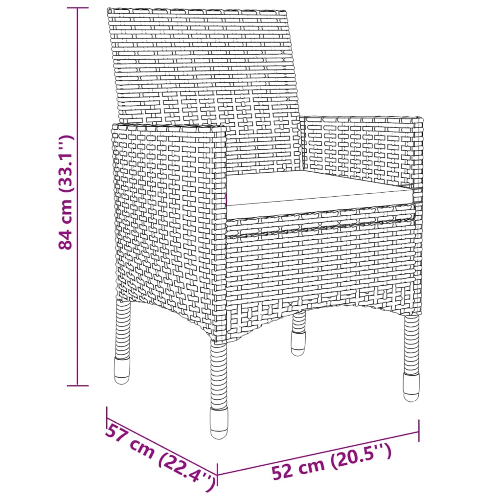 Garden Dining Set Grey Poly rattan Medium Durable
