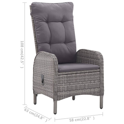 Garden Dining Set Grey Poly rattan, steel, glass, polyester 3-Piece