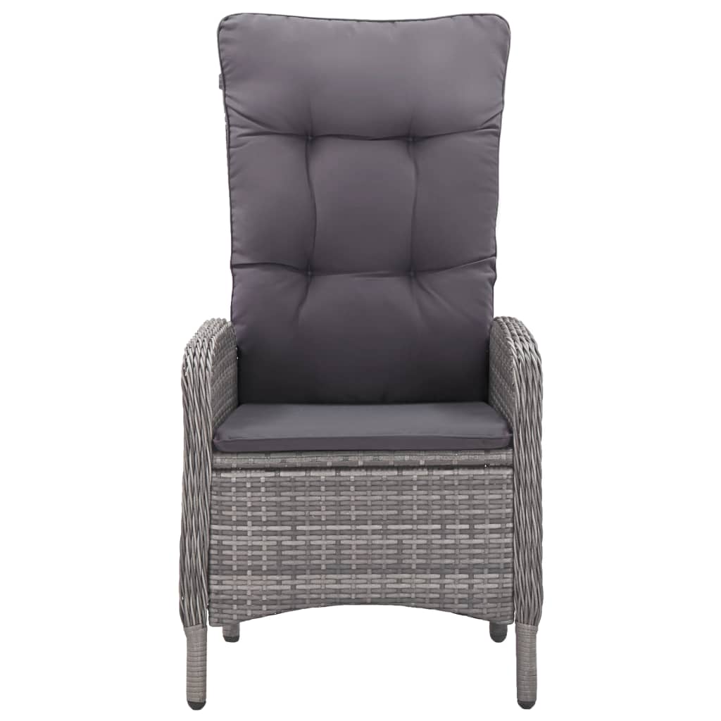 Garden Dining Set Grey Poly rattan, steel, glass, polyester 3-Piece
