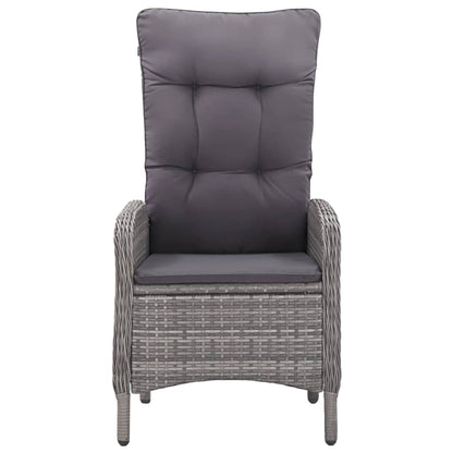 Garden Dining Set Grey Poly rattan, steel, glass, polyester 3-Piece