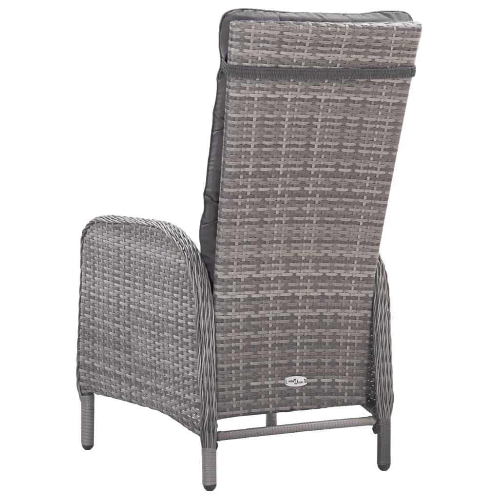 Garden Dining Set Grey Poly rattan, steel, glass, polyester 3-Piece