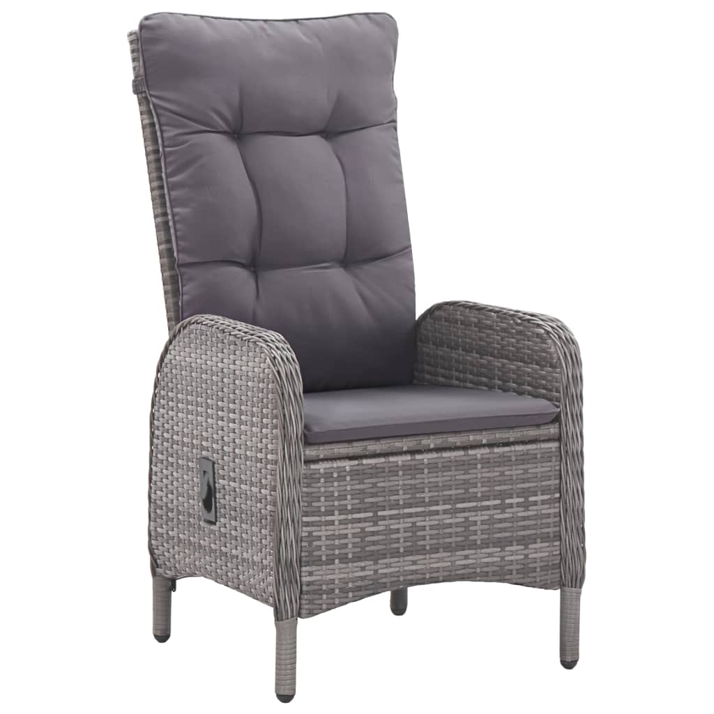 Garden Dining Set Grey Poly rattan, steel, acacia wood, fabric