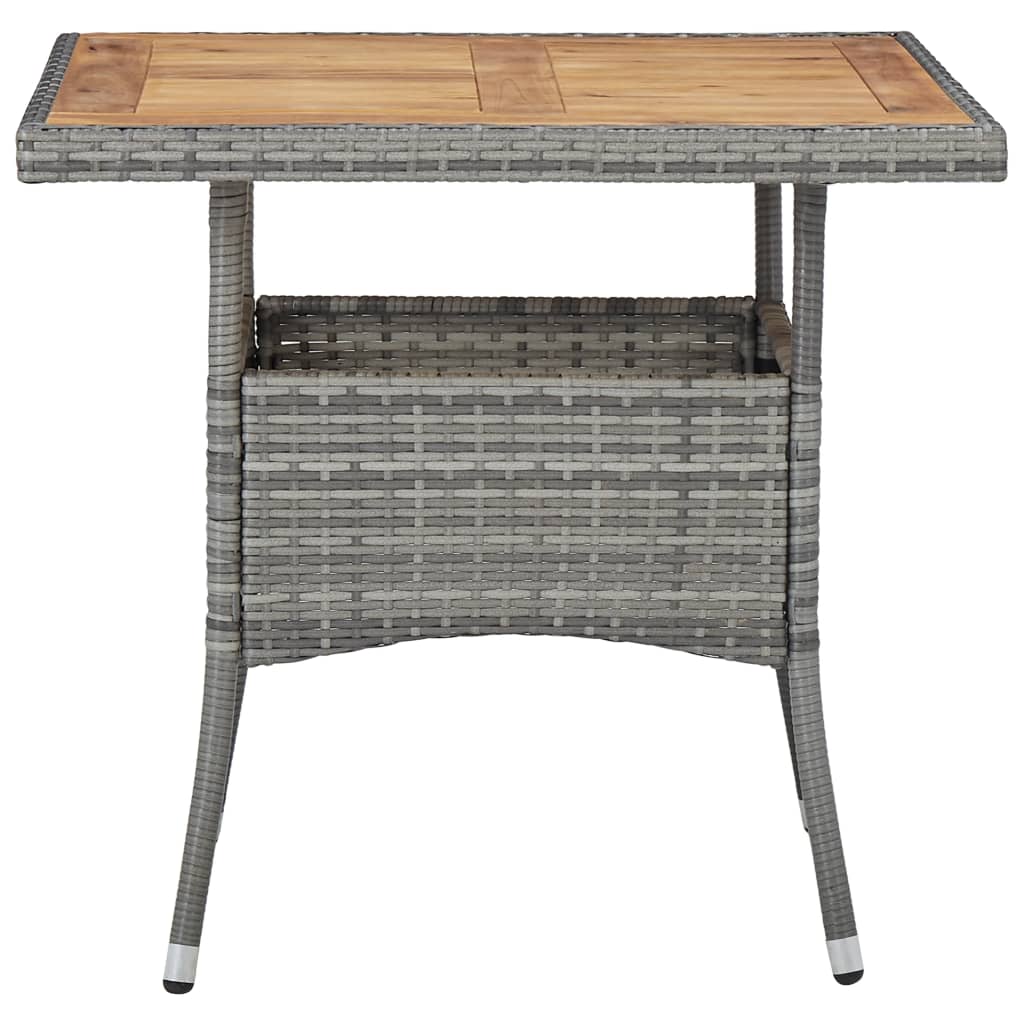 Garden Dining Set Grey Poly rattan, steel, acacia wood, fabric