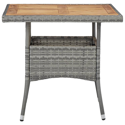 Garden Dining Set Grey Poly rattan, steel, acacia wood, fabric