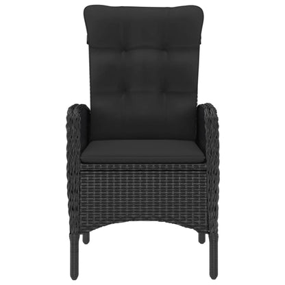 Garden Dining Set Black Poly rattan, steel, acacia wood, polyester