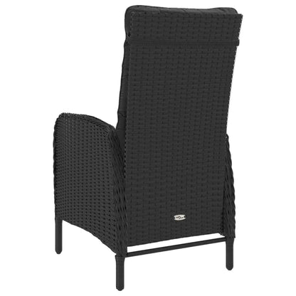 Garden Dining Set Black Poly rattan, steel, acacia wood, polyester