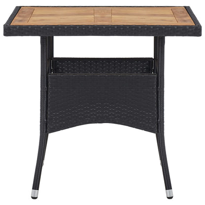 Garden Dining Set Black Poly rattan, acacia wood, steel