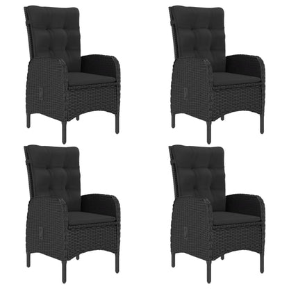 Garden Dining Set Black Poly rattan, acacia wood, steel