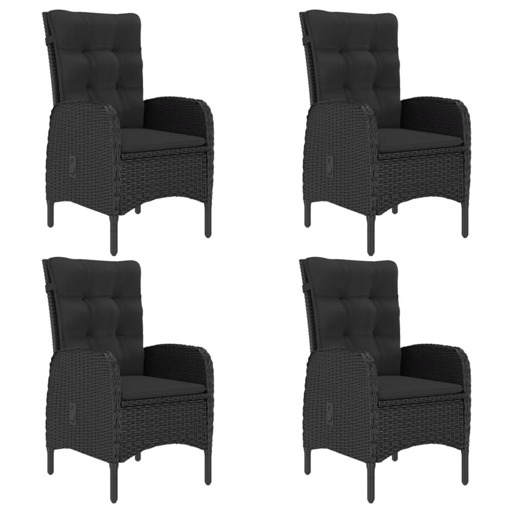Garden Dining Set Black Poly rattan, acacia wood, steel