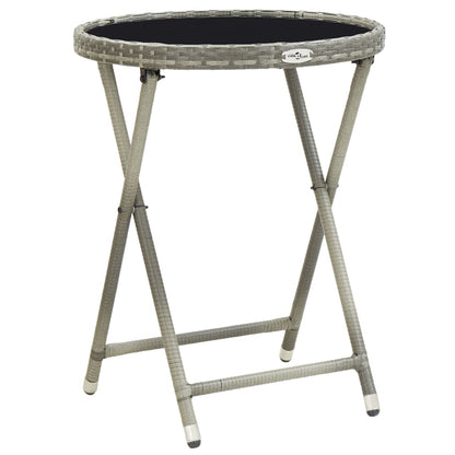 Bistro Set Grey Poly rattan, steel, glass, fabric (100% polyester)