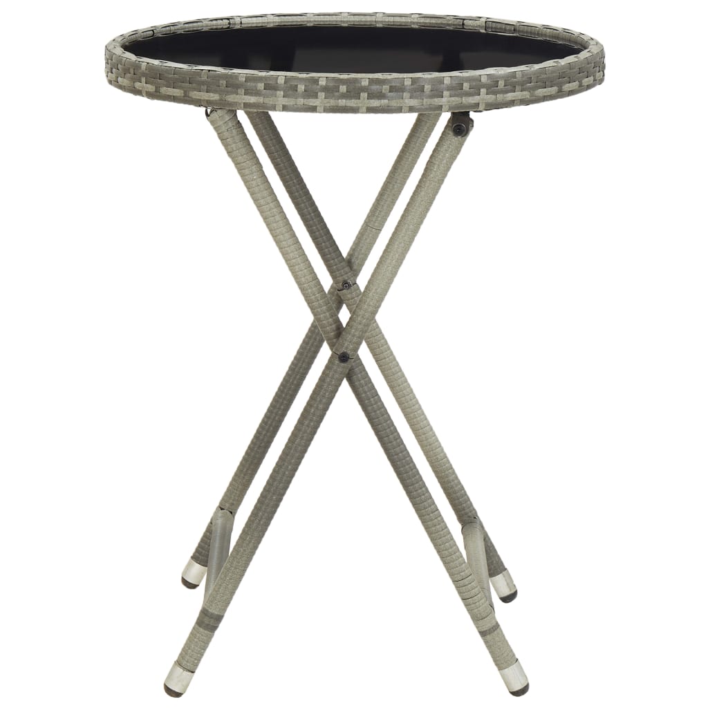 Bistro Set Grey Poly rattan, steel, glass, fabric (100% polyester)