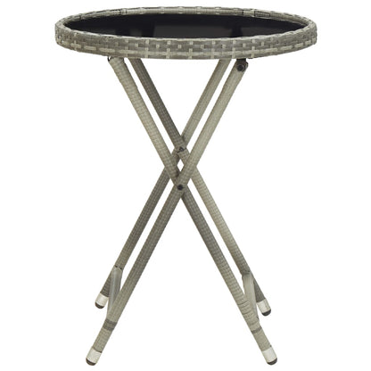 Bistro Set Grey Poly rattan, steel, glass, fabric (100% polyester)