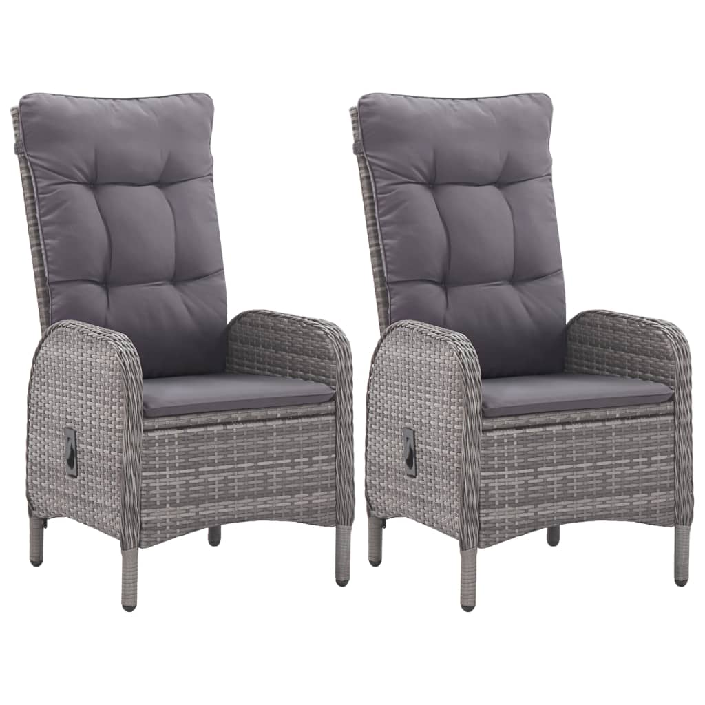 Bistro Set Grey Poly rattan, steel, glass, fabric (100% polyester)