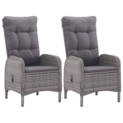 Bistro Set Grey Poly rattan, steel, glass, fabric (100% polyester)