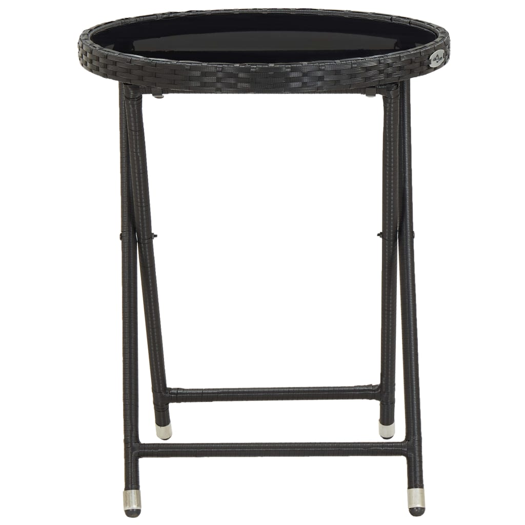 Bistro Set Black Poly rattan, steel, glass, fabric Medium