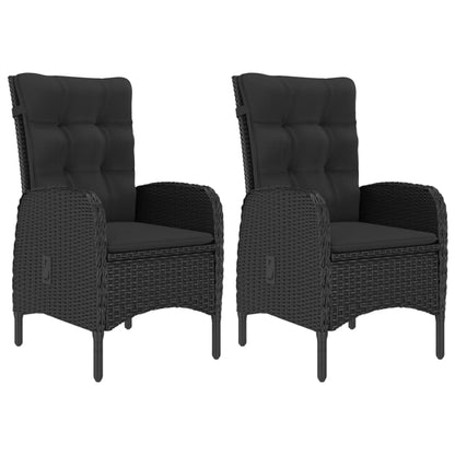Bistro Set Black Poly rattan, steel, glass, fabric Medium