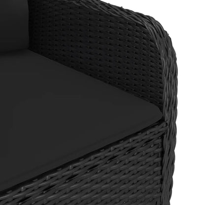 Bistro Set Black Poly rattan, steel, glass, fabric Medium