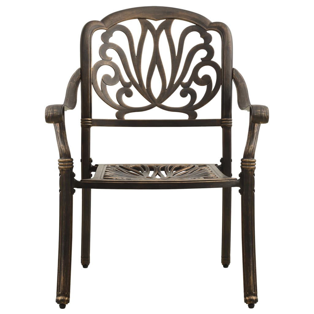 Garden Chair Set of 2 Bronze Cast Aluminum Standard Tough