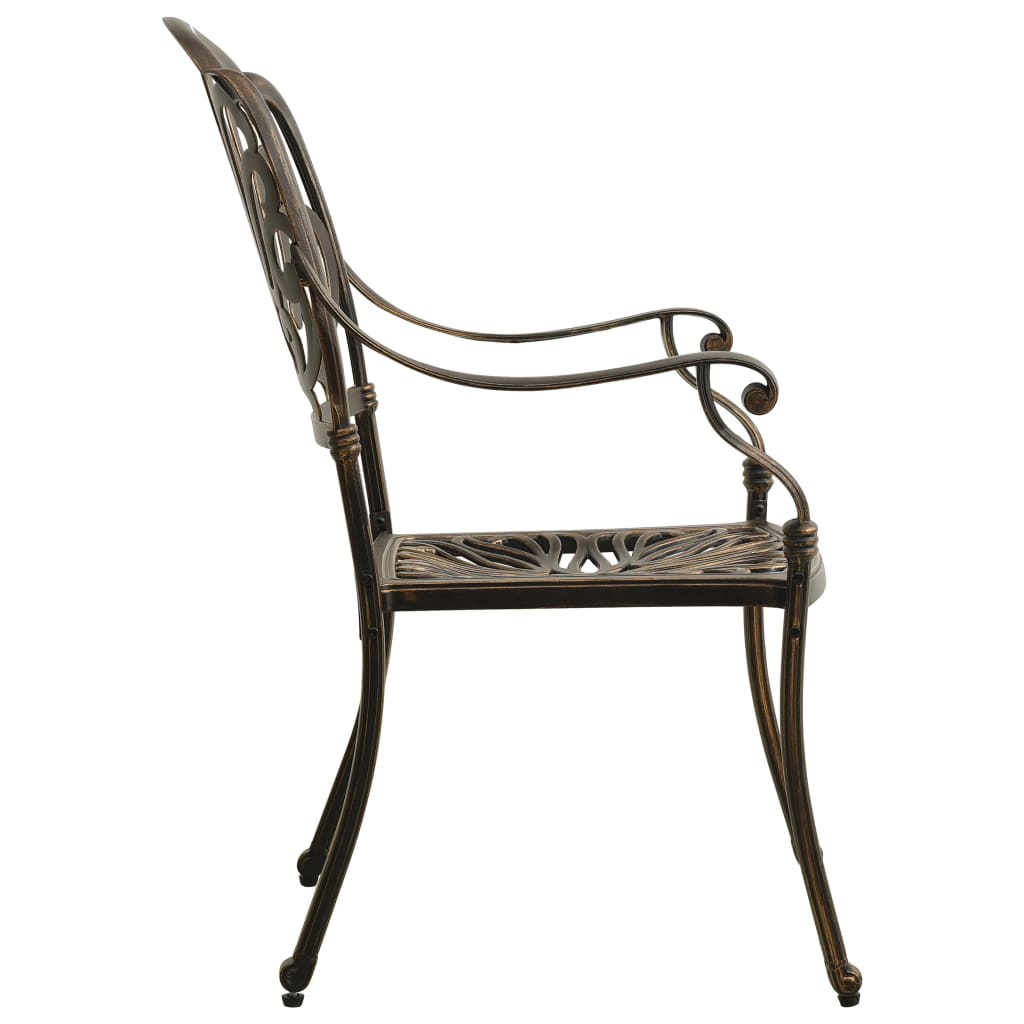 Garden Chair Set of 2 Bronze Cast Aluminum Standard Tough