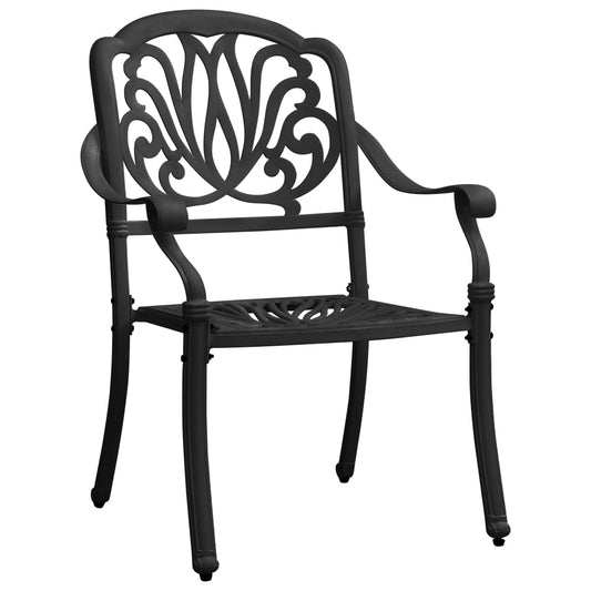 Garden Chair Set of 2 Black Cast Aluminum Standard Durable